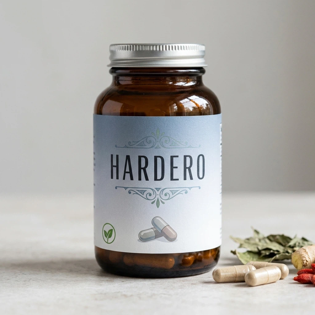 Hardero men's wellness supplement bottle - dark navy matte finish, 60 capsules
